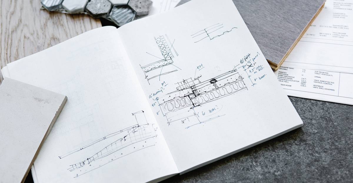 Architectural Sketches in Notebook